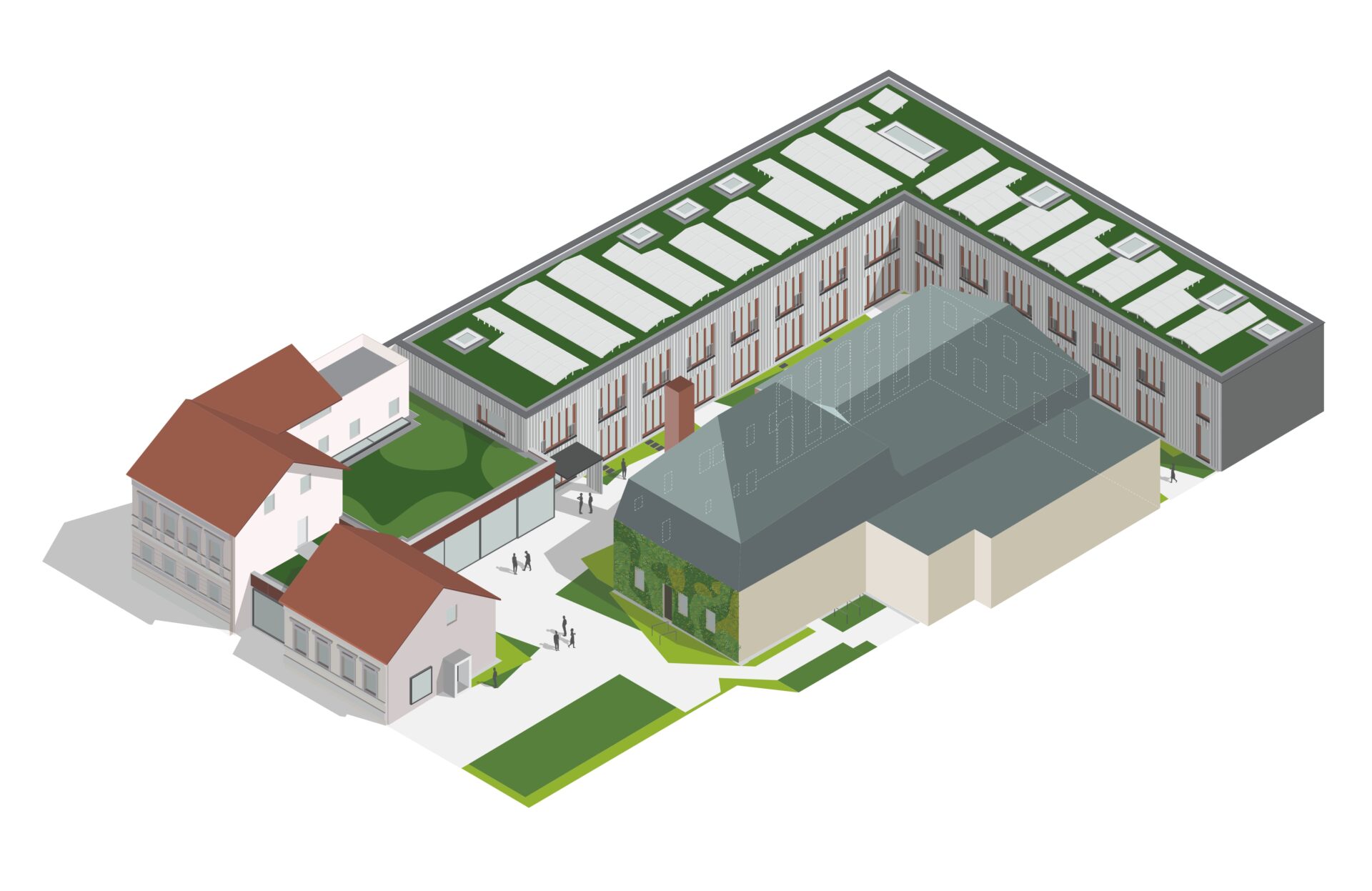 Axonometrie HLCB Gebäudeansicht von oben